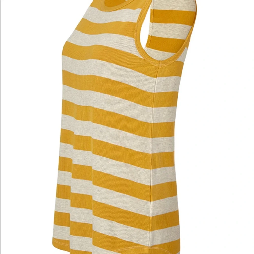 CAbi Yellow and Cream Striped Tank Top